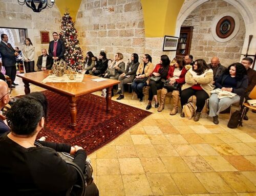 The St. George’s School in Jerusalem family congratulates Archbishop Hosam Naoum on Christmas at the Diocesan Offices