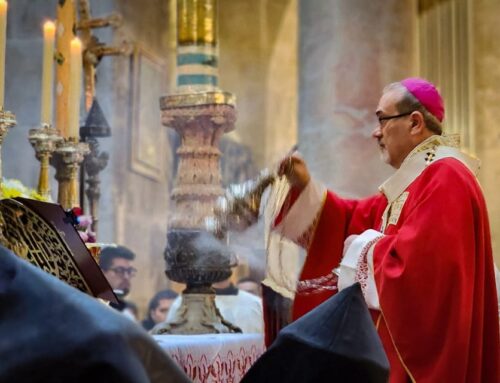 Archbishop Hosam Naoum participates in the Requiem Mass for Pope Benedictus at the Holy Sepulchre