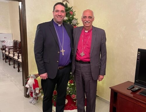Archbishop Hosam Naoum hosts a meeting for the CMS in Amman.