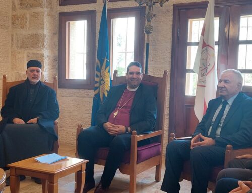 Archbishop Hosam Naoum receives a delegation from The Jerusalem Awqaf and Al Aqsa Mosque.