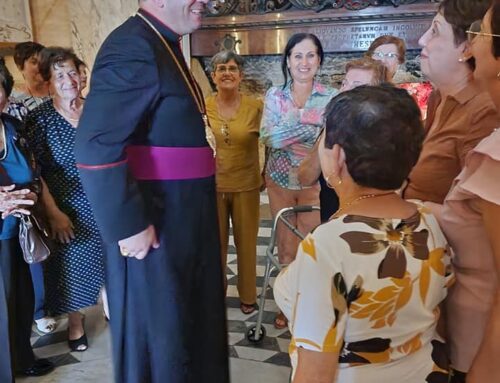 Archbishop Hosam Naoum on a solidarity visit to The Church of St. Elijah on the Mount of Carmel in Haifa.